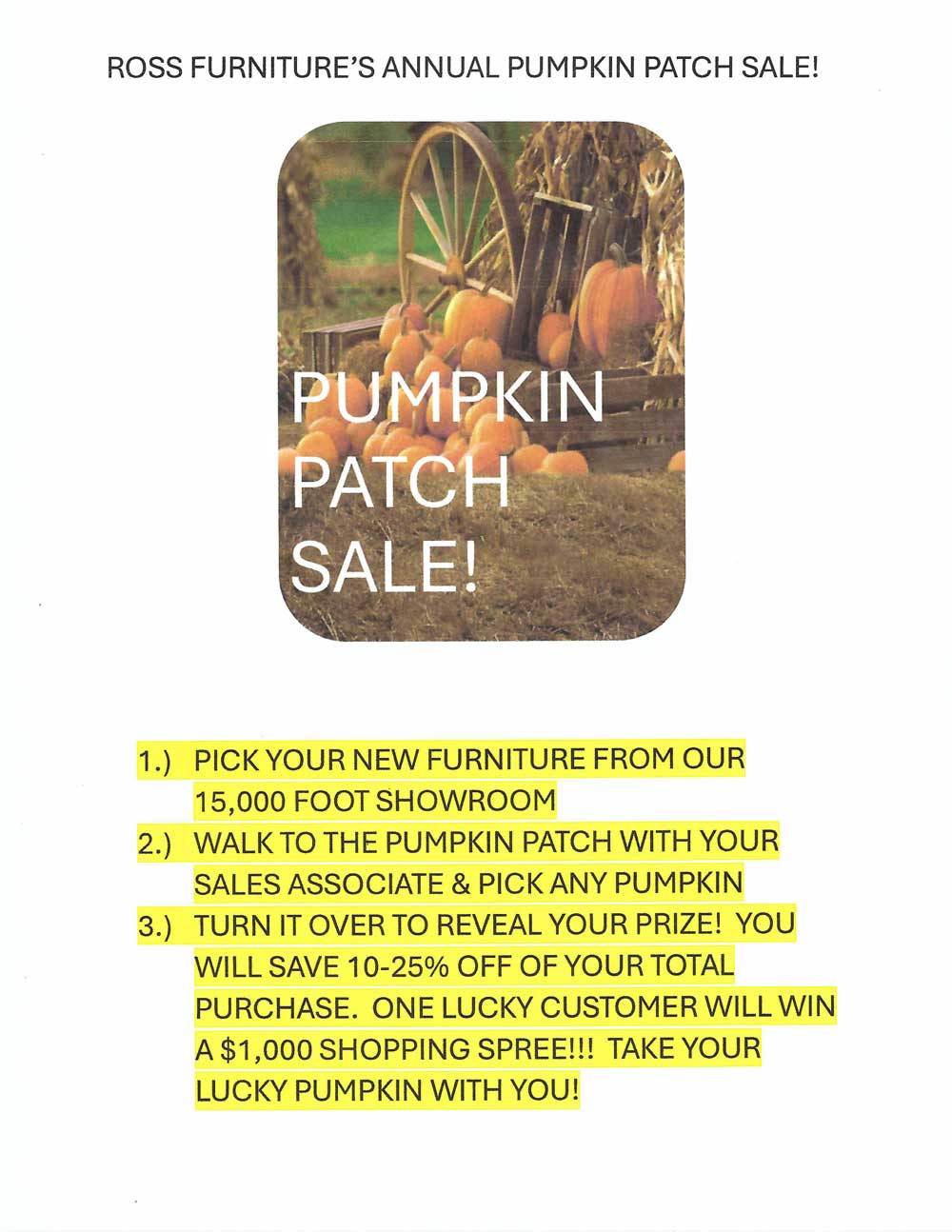 Pumpkin Patch Sale!