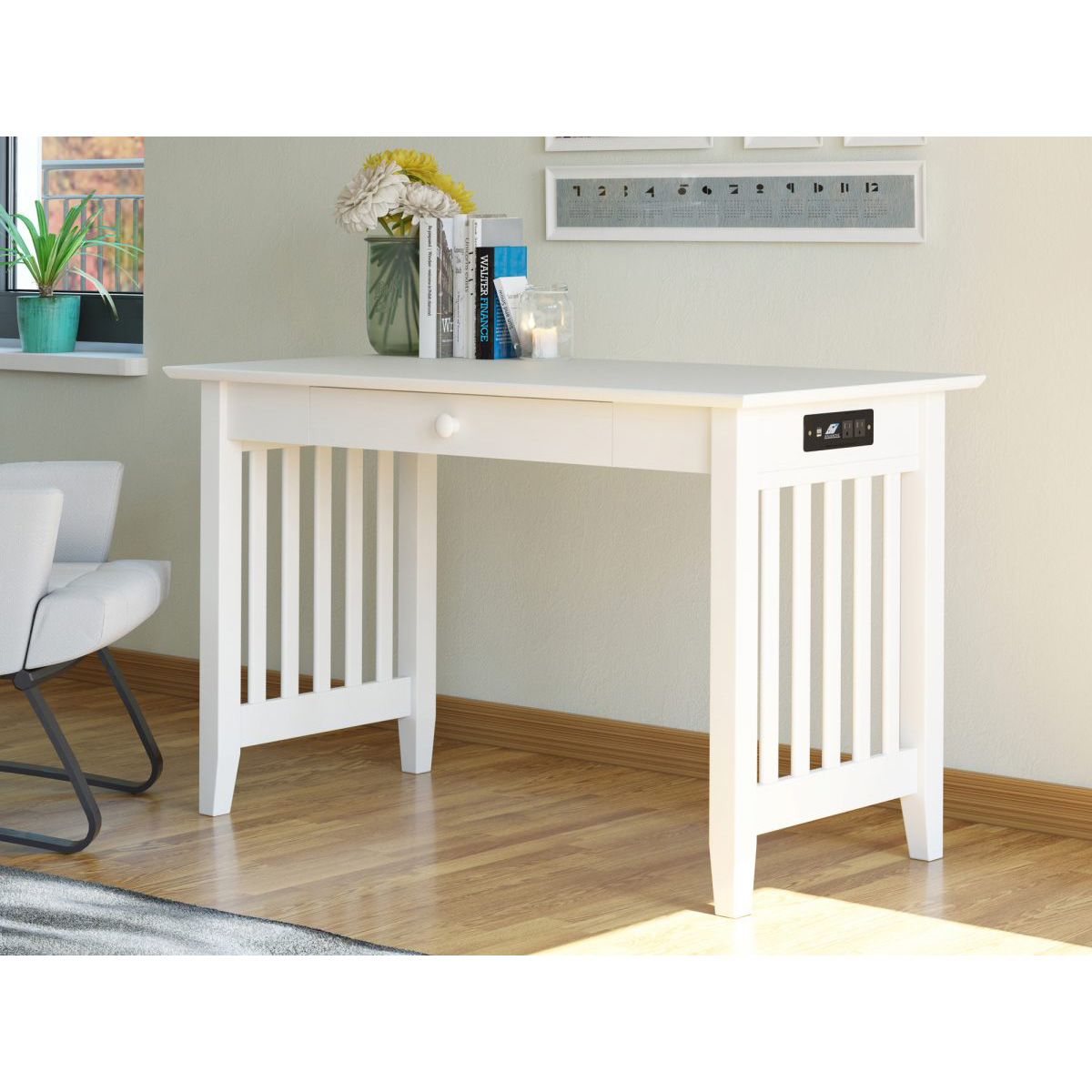 Atlantic Furniture Mission Desk with Drawer and Charging Station